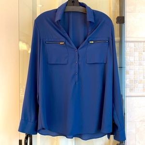 Express Blue Long Sleeve Blouse